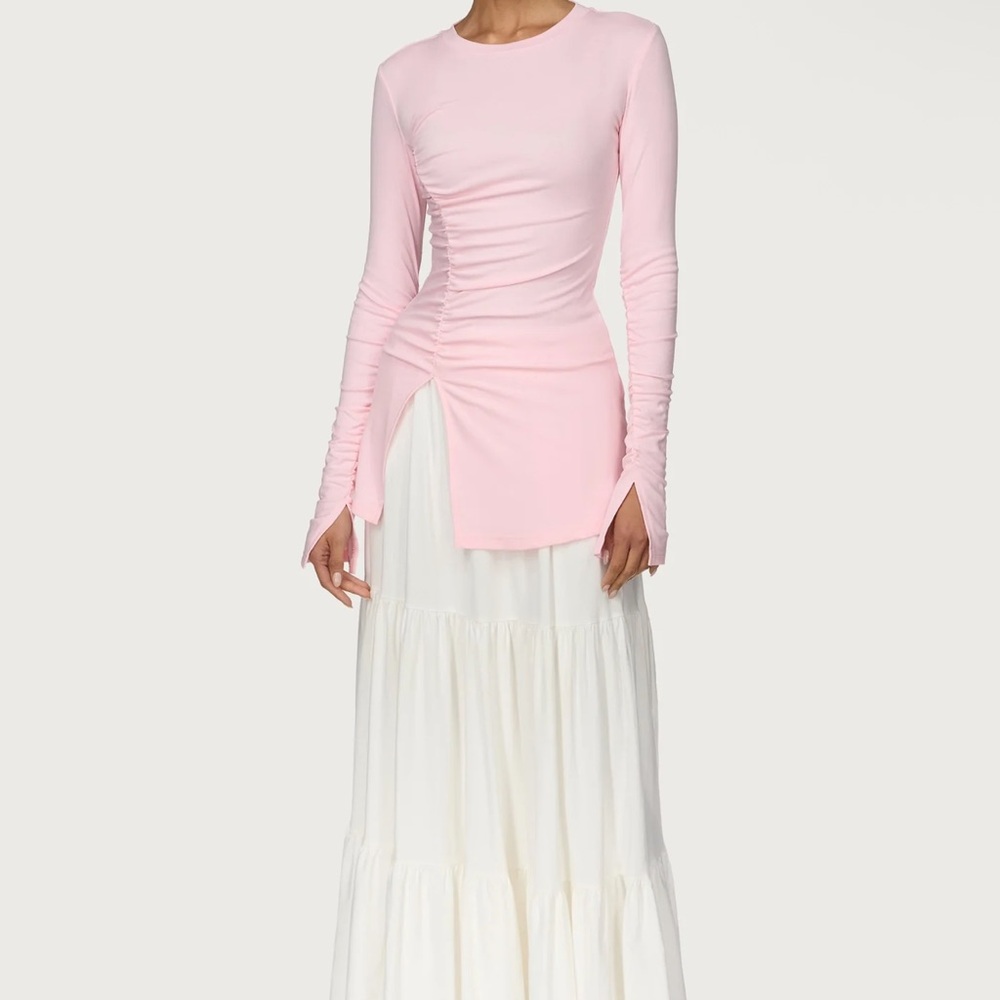 Veiled pink long sleeve top. New with tags. Small.